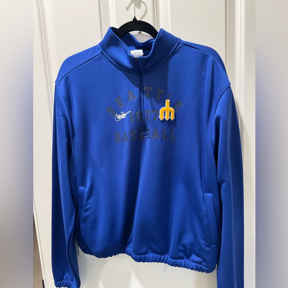 Nike Royal Blue Seattle Baseball Quarter-Zip Pullover with Yellow Patch